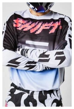 Shift White Label Flame Jersey -Motorcycle Accessories Store shift whit3 label flame jersey grey pink 2