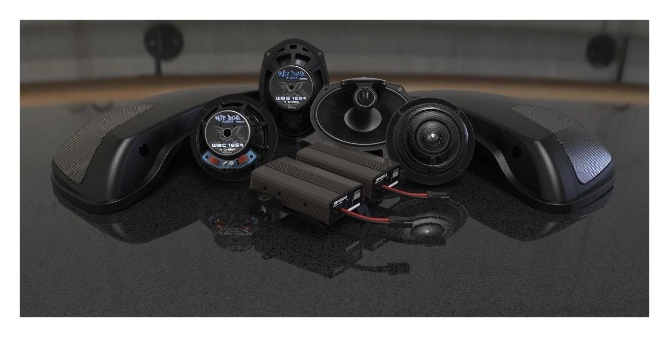 Wild Boar By Hogtunes Front Speakers, Lids & 600 Watt Amp Kit For Harley Touring 2014-2023 - Image 2
